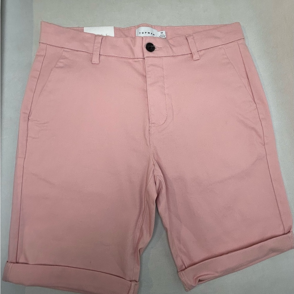 Topman Light Pink Flat Front Men's Shorts
